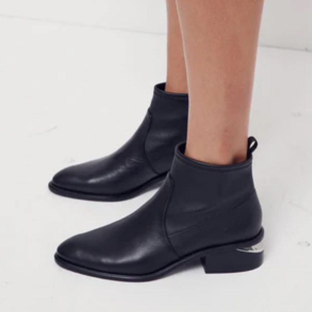 Alexander Wang Kori Rhodium & Stretch-Leather Sock Boots sz 8.5